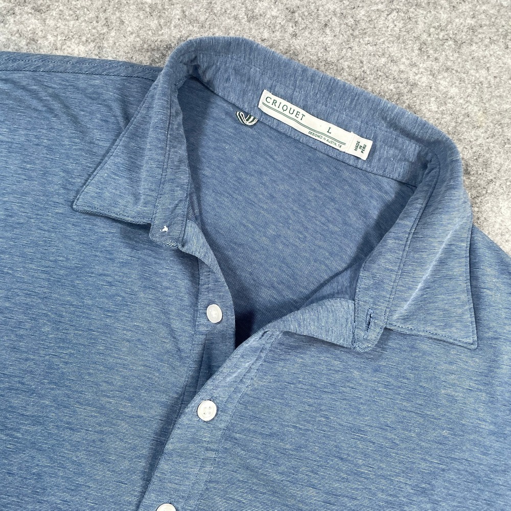 Criquet Mens Polo Shirt Size L Blue Pima Cotton Blend Short Sleeve Stretch
